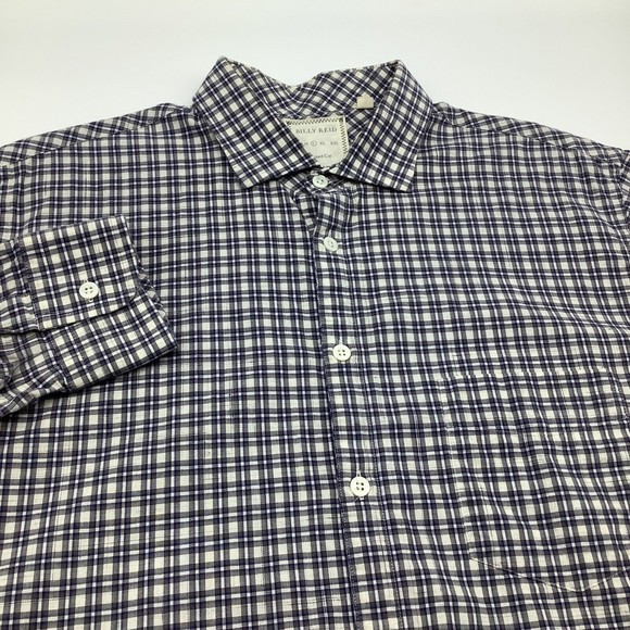 Billy‎ Reid Mens Standard Cut Long Sleeve Button Up Shirt Checkered Size Large - Picture 1 of 6